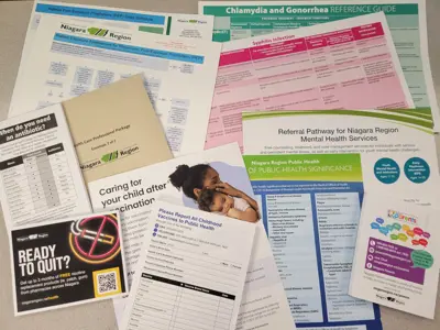 An assortment of resources for health care professionals' offices